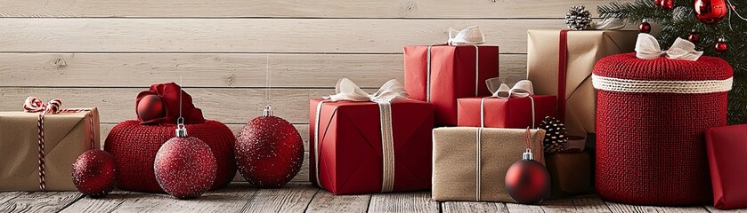 Poster - Christmas catalog spread, showcasing holiday gift ideas and seasonal promotions, warm and inviting tones