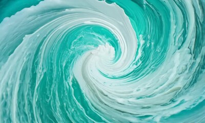 Wall Mural - aqua vortex: abstract swirling ocean wave, turquoise and white, mesmerizing whirlpool.