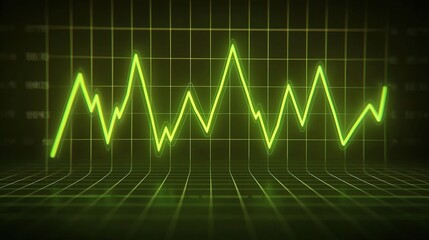 Poster - Abstract Stock Market Profit Graph with Green Indicators Representing Fluctuating Trends and Statistical Analysis in a Digital Format