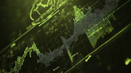 Poster - Detailed Representation of a Candlestick Chart Illustrating Stock Market Trends with Green Tones for Financial Analysis and Research Purposes