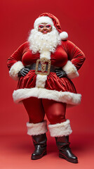 Wall Mural - A woman dressed as Santa Claus posing for a picture