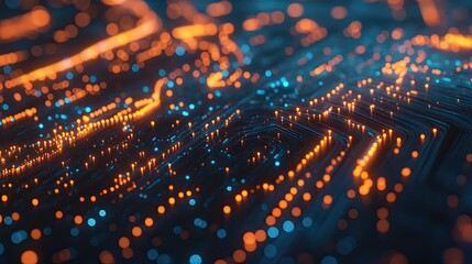Poster - Abstract Circuit Design with Bright Lights and Textures