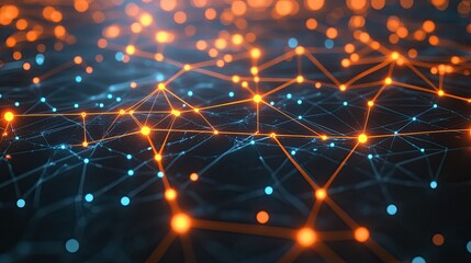 Aufkleber - Abstract Network Art with Blue and Orange Lights