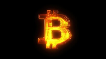 Poster - Vibrant Bitcoin Symbol in Fiery Glow