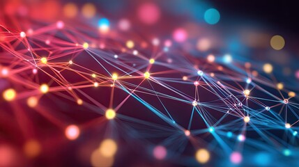 Poster - Abstract Network Art with Vibrant Colors and Lights