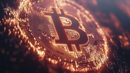 Poster - Bitcoin Symbol in Artistic Digital Landscape