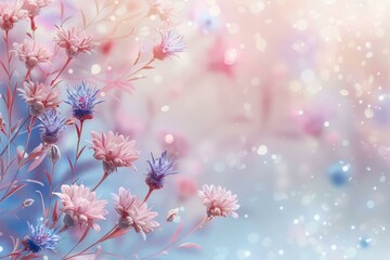 Canvas Print - Soft floral background with dreamy pastel colors and blurred effect.