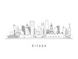 © greens87 - Detailed Riyadh skyline vector illustration. Riyadh buildings in line art style, perfect for modern designs.