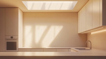 Wall Mural - Modern Kitchen Interior Design with Skylight and Minimalist Decor