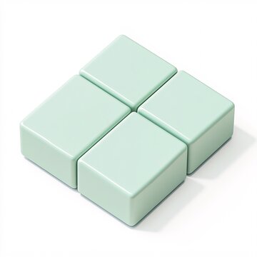 2408_021.A simple Magnetic tile set for babies and toddlers, Pale mint color, white background, 3D Rendering, isometric