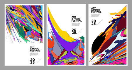 Poster - Abstract background, colorful psychedelic fluid shape, doodle for Art and Music, New Year Festival 2025