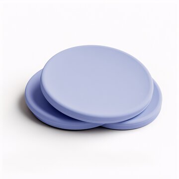 2408_068.A simple Silicone sensory disc set for babies and toddlers, Light periwinkle color, white background, 3D Rendering, isometric