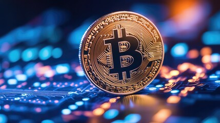 Poster - Bitcoin Cryptocurrency Digital Currency on Technology Background