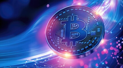 Poster - Abstract Bitcoin Design with Colorful Swirls