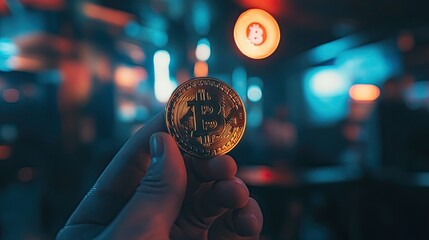 Poster - Bitcoin Concept in a Neon-lit Environment