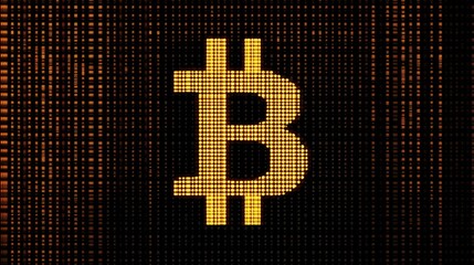Poster - Bitcoin Symbol in Digital Display Art