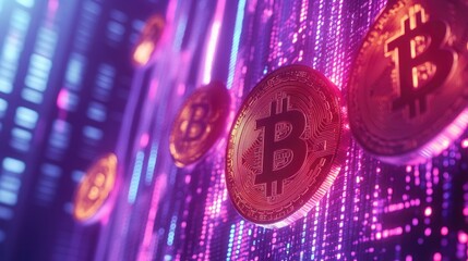 Poster - Vibrant Cryptocurrency Visualization with Bitcoin Symbols