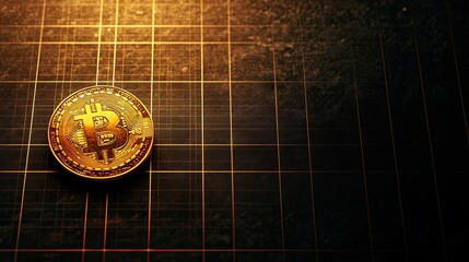 Poster - Bitcoin on Gradient Background with Grid Lines