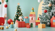 © The Origin 33 - Colorful building blocks arranged in festive playroom with holiday decor