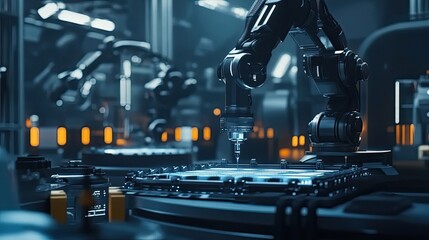 Poster - Robotic Arm Assembling a Circuit Board in a Factory