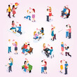© enggar - Date Romantic Dinner Isometric Icons