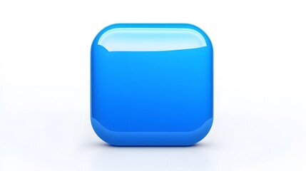 Fototapete - Blank Mobile application icon, button - blue square with round corners. 3d rendering, white background