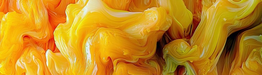 Poster - Vibrant Swirls of Orange and Yellow Abstract Art with Flowing Patterns and Textures, Perfect for Backgrounds and Creative Projects