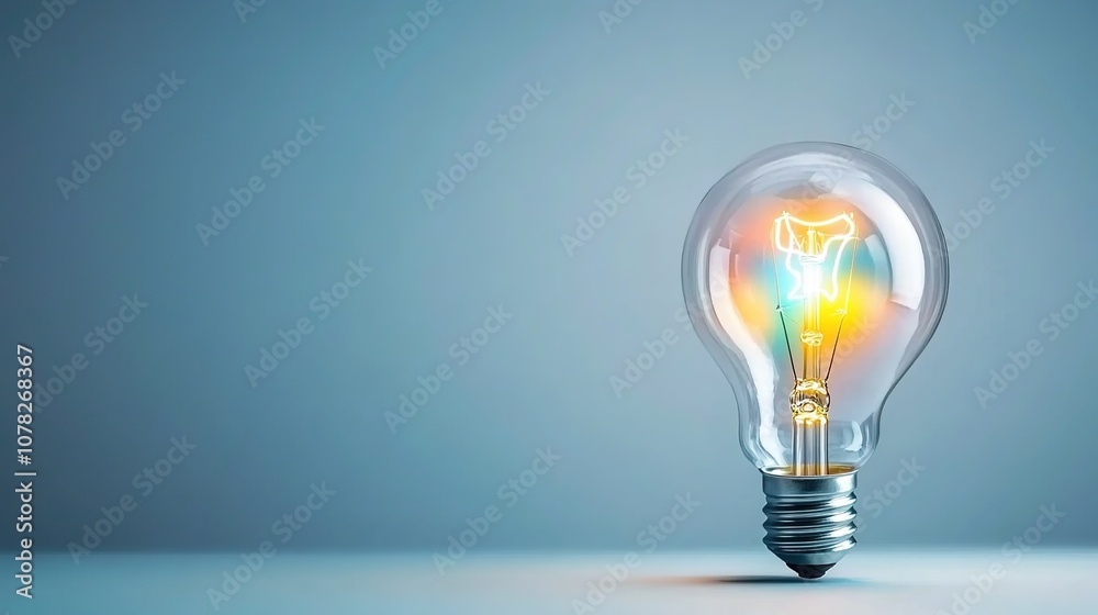 Vibrant Light Bulb Illuminating a Soft Background, Symbolizing Creativity and Innovative Ideas in a Modern Conceptual Setting of Inspiration