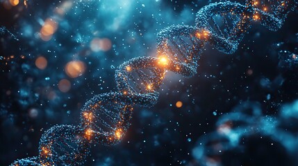 Wall Mural - dna and biology nerve cell background 3d rendering