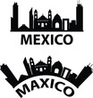 © theerakit - Mexico city skyline silhouette. Mexico skyline sign. Mexico landscape city design. flat style.