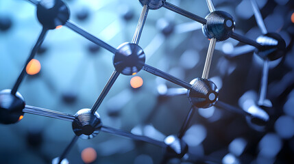 Poster - Abstract molecular structure with glowing nodes