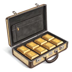 A luxurious suitcase filled with gold bars, symbolizing wealth and success.