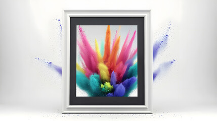 Poster - Framed explosion of vibrant color powders