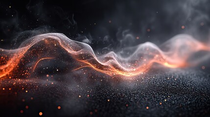 Wall Mural - flowing particles with smoke shape 3d rendering
