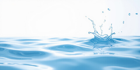 Poster - A close-up of water rippling gently, with splashes creating a dynamic effect against a light background, emphasizing the fresh and clean nature of water.
