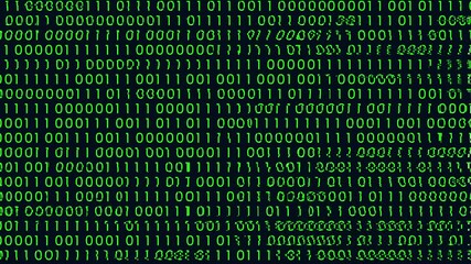 fast changing binary code - glitch effect. 4K video animation.