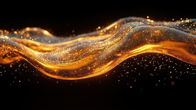golden liquid oil bubble with cell shape 3d rendering