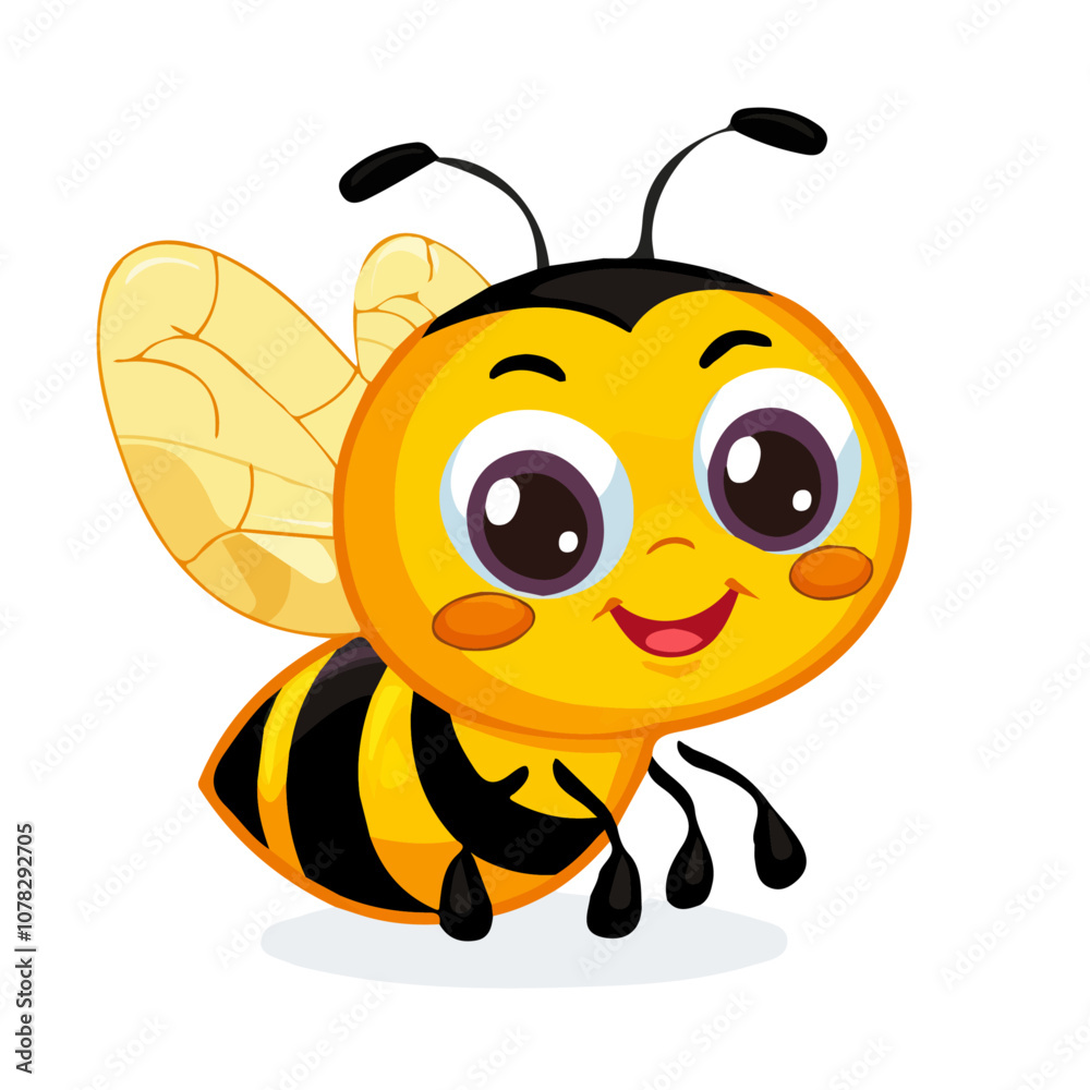Simple flat 2D icon bee isolated on transparent background, vector ...