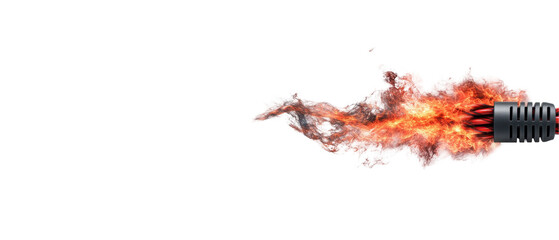 Canvas Print - a cable is on fire and the fire is coming out of the cable. transparent background