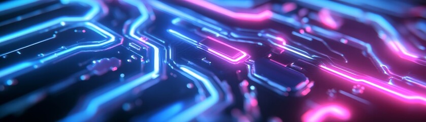 Poster - Explore how vibrant neon circuits transform modern technology with dynamic designs