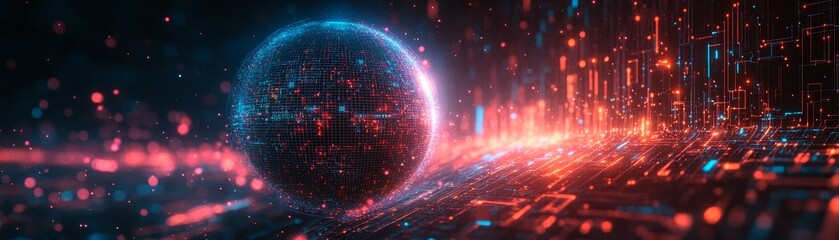 Fototapete - Explore the dynamic interaction between technology and abstract visuals in modern digital art