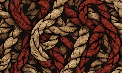 Poster - Braided texture pattern, intricate design with red, brown, beige colors
