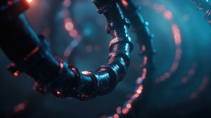 Poster - A sophisticated waste collection system is prominently displayed, showcasing intricate tubing designed for DNA analysis in an advanced urban setting, highlighting modern technology