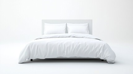 Aufkleber - A white bed with two pillows and a white comforter