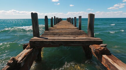 Aufkleber - Wooden Pier Stretching Out Over Calm, Turquoise Waters