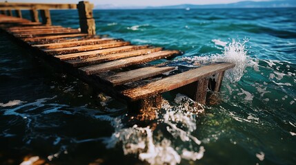 Aufkleber - Wooden Pier Stretching Out Over Calm, Turquoise Waters
