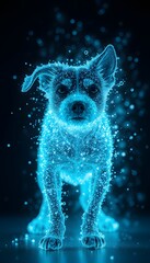 Poster - A Captivating Visual of a Vigorous Dog Disappearing into Particles with Glowing Effects for Artistic and Creative Projects