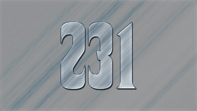 3D Glass effect number design of 231, glassy background.