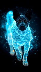Poster - A Dynamic and Energetic Dog Disappearing in Glowing Particles: A Stunning Representation of Motion and Energy