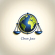 © Thanakrit - A graphic representing climate justice, featuring a globe balanced on scales, symbolizing fairness and equity in addressing environmental issues.
